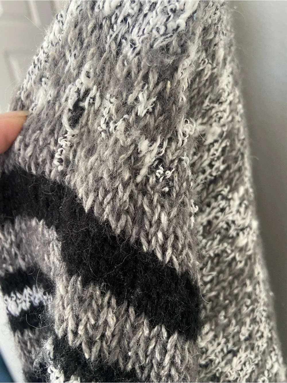 Vintage 90s Feruche Striped Knit Cardigan Sweater – Gray / Black